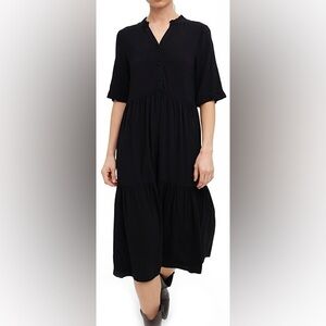 CLAUDIA COLLEZIONI | Made in Italy Blue Cotton Tiered Midi Dress